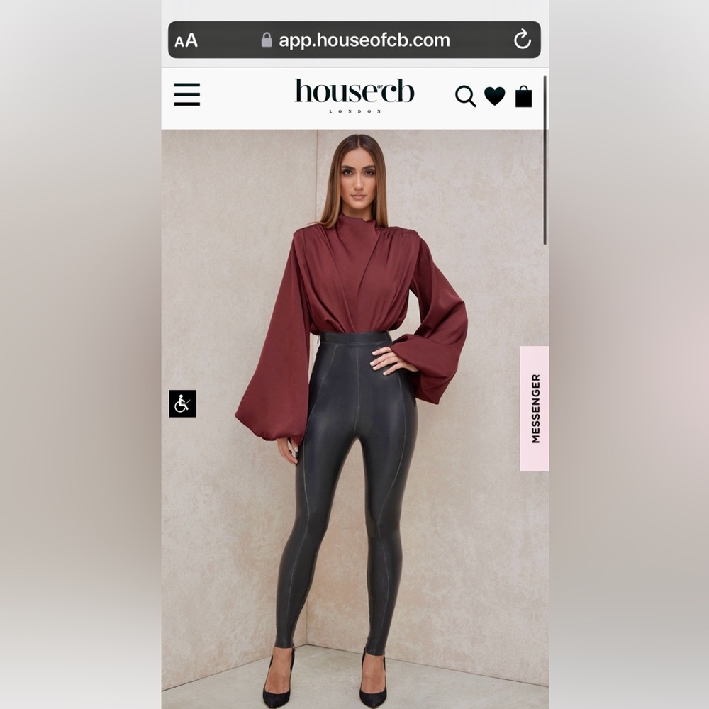 House of CB LARISSA RAISIN SATIN BLOUSON BODYSUIT. Size small